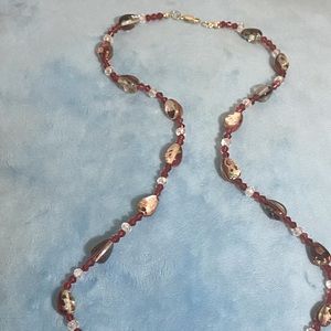 Lampwork glass beads necklace with crystals